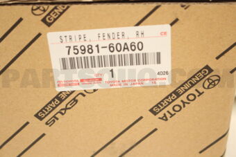 7598160A60 Toyota STRIPE, FENDER, RH