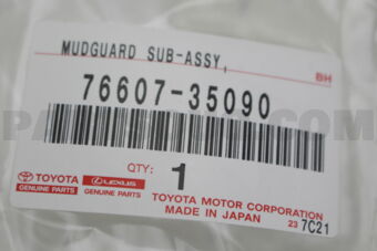 7660735090 MUDGUARD SUB-ASSY, QUARTER PANEL, 
