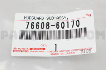 7660860170 MUDGUARD SUB-ASSY, QUARTER PANEL, 