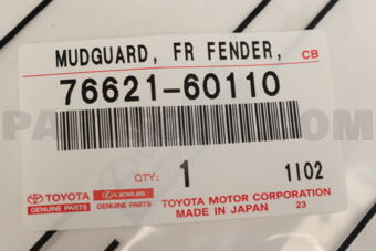 7662160110 MUDGUARD SUB-ASSY, FRONT FENDER, R