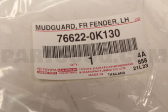 766220K130 Toyota MUDGUARD  FR FENDER