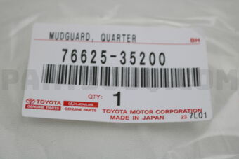 7662535200 MUDGUARD SUB-ASSY, QUARTER PANEL, 