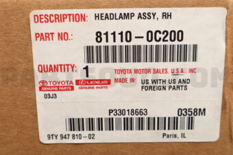 811100C200 HEADLAMP ASSY, RH
