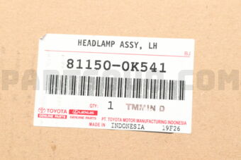 811500K541 HEADLAMP ASSY, LH