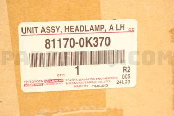 811700K370 Toyota UNIT ASSY, HEADLAMP, LH