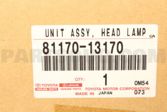 8117013170 Toyota UNIT ASSY, HEADLAMP, LH