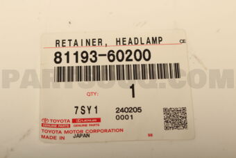 8119360200 Toyota RETAINER, HEADLAMP