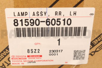 8159060510 Toyota LAMP ASSY  RR  LH