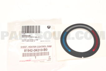 819420K010B0 SHEET, HEATER CONTROL NAME, NO.1