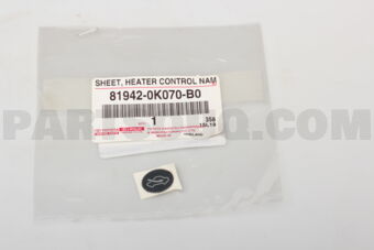 819420K070B0 SHEET, HEATER CONTROL NAME, NO.4