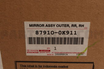 879100K911 Toyota MIRROR ASSY, OUTER REAR VIEW, RH