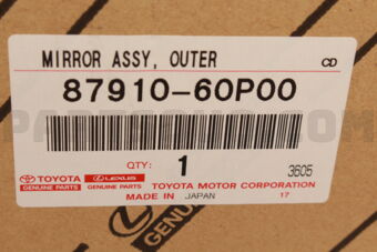 8791060P00 Toyota MIRROR ASSY, OUTER REAR VIEW, RH