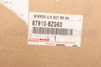 87910BZG60 Toyota MIRROR ASSY, OUTER R