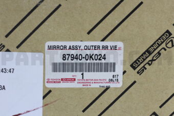 879400K024 MIRROR ASSY, OUTER REAR VIEW, LH