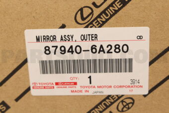879406A280 Toyota MIRROR ASSY, OUTER REAR VIEW, LH