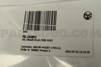 06L103801 OIL DRAIN PLUG /VW/ AUDI