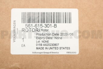 561615301B BRAKE DISC/A1/A3/Q3/TT/BTL/GLF