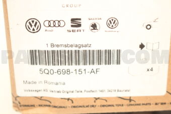 5Q0698151AF BRAKE PAD FRT-GOLF VII