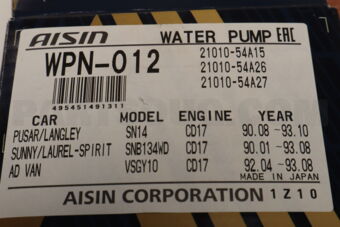 AISIN WPN012 WATER PUMP,ENGINE COOLING NI 21010-22J26 AISIN