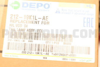 DEPO 21219K1LAE TAIL LAMP LH TOYOTA