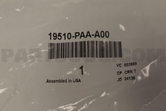 Honda 19510PAAA00 HOSE,RACV OUT