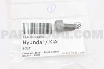 Hyundai / KIA 1140306146K BOLT