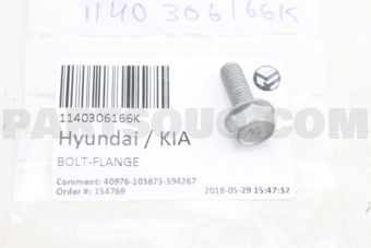 Hyundai / KIA 1140306166K BOLT-FLANGE