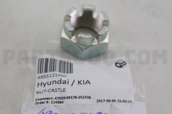 Hyundai / KIA 4955121000 NUT-CASTLE