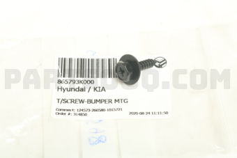 Hyundai / KIA 865793K000 T/SCREW-BUMPER MTG