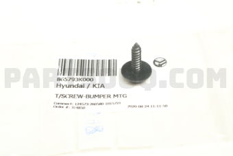 Hyundai / KIA 865793K000 T/SCREW-BUMPER MTG
