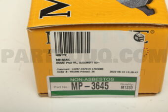 MINTYE MP3645 BRAKE PAD FR., SUZSWIFT 03~