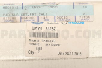 Mazda UMY43328Z PAD SUB SET,FRT CALIPER