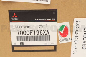 Mitsubishi 7000F196XA S/BELT,FR PRE-TENSIO