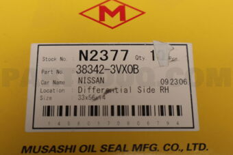 Musashi N2377 OIL SEAL DIFFERENTIAL SIDE RH
