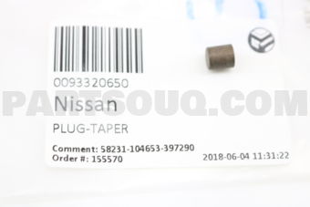 Nissan 0093320650 PLUG-TAPER