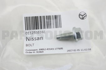 Nissan 01125S616E BOLT