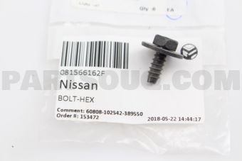 Nissan 081566162F BOLT-HEX