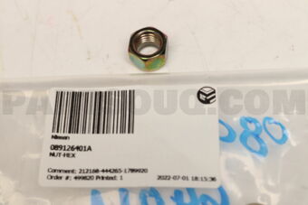Nissan 089126401A NUT-HEX