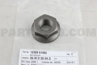 Nissan 1230961503 NUT-PULLEY,CRANKSHAFT