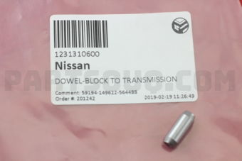 Nissan 1231310600 DOWEL-BLOCK TO TRANSMISSION