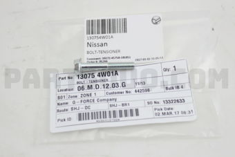 Nissan 130754W01A BOLT