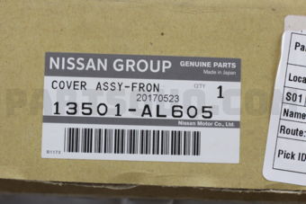 Nissan 13501AL605 COVER ASSY-FRON