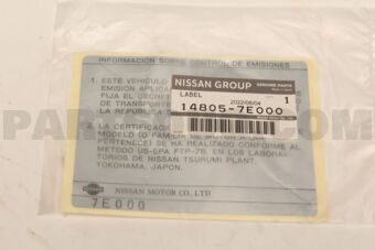 Nissan 148057E000 LABEL-EMISSION CONTROL