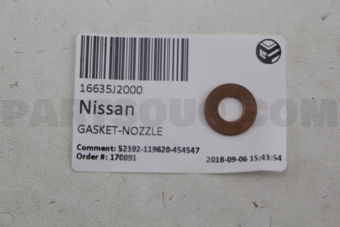 Nissan 16635J2000 GASKET-NOZZLE