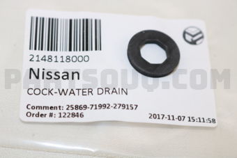 Nissan 2148118000 COCK-WATER DRAIN
