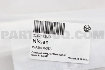 Nissan 2162632U00 WASHER-SEAL