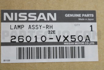 Nissan 26010VX50A LAMP ASSY-RH