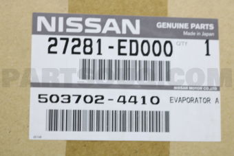Nissan 27281ED000 EVAPORATOR ASSY-FRONT