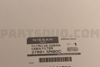 Nissan 278915RB0C AIR FILTER ASSY