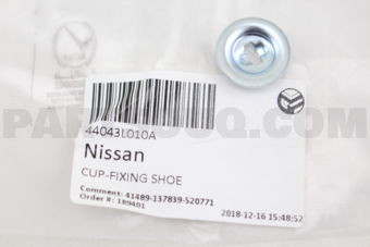 Nissan 44043L010A CUP-FIXING SHOE